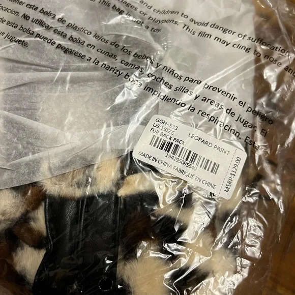 Gilda Paris Faux Fur Leopard Print Mini Backpack. NWT - Picture 4 of 6